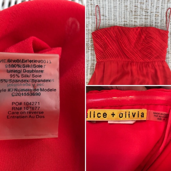 🆕 {Alice + Olivia} Red Ashli Silk Cocktail Dress • Size 8 - Picture 5 of 9